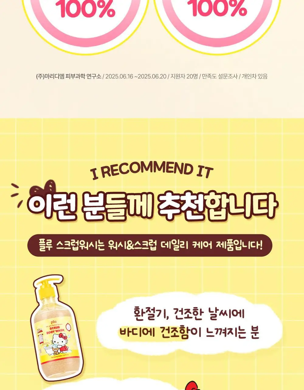 [1등스크럽/착색미백] 플루X헬로키티 비타글로우 수분광채 스크럽 바디워시 멜로즈 500ml 한정기획 상세페이지 15